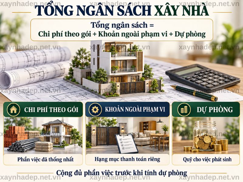 Tổng ngân sách gồm tiền xây, khoản ngoài gói và dự phòng