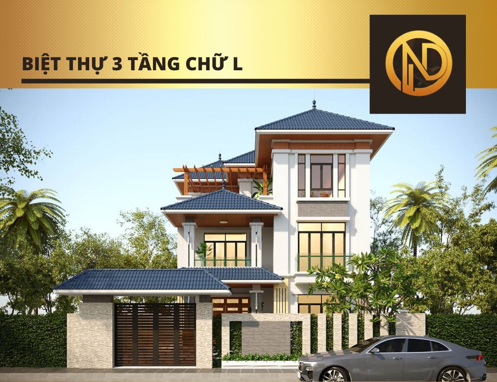 Mẫu biệt thự chữ L 3 tầng