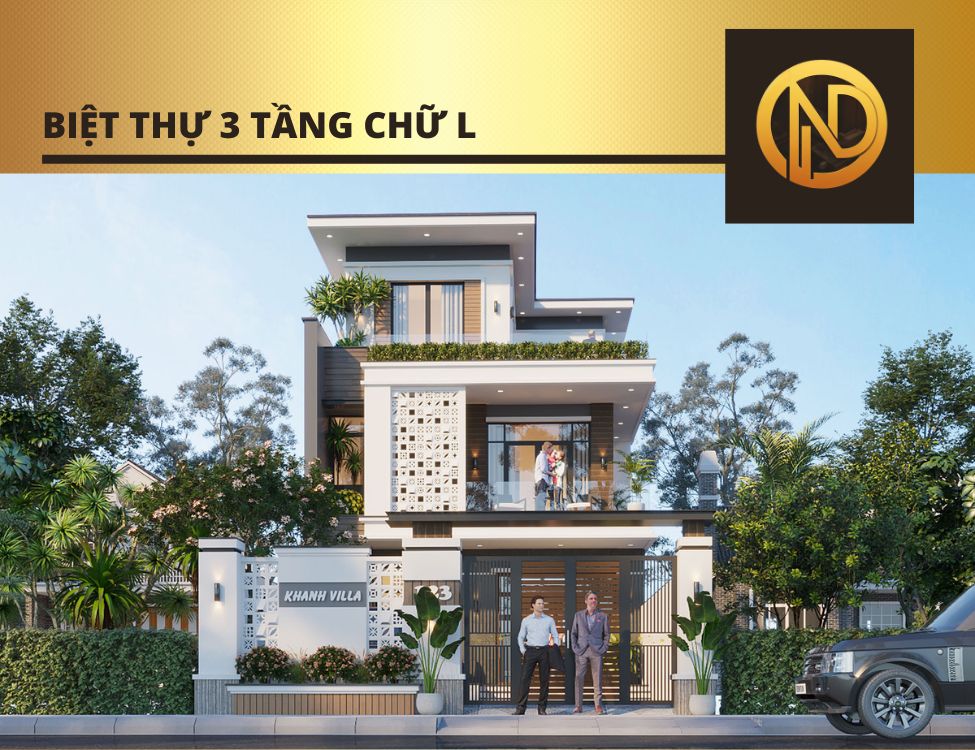 Mẫu biệt thự chữ L 3 tầng