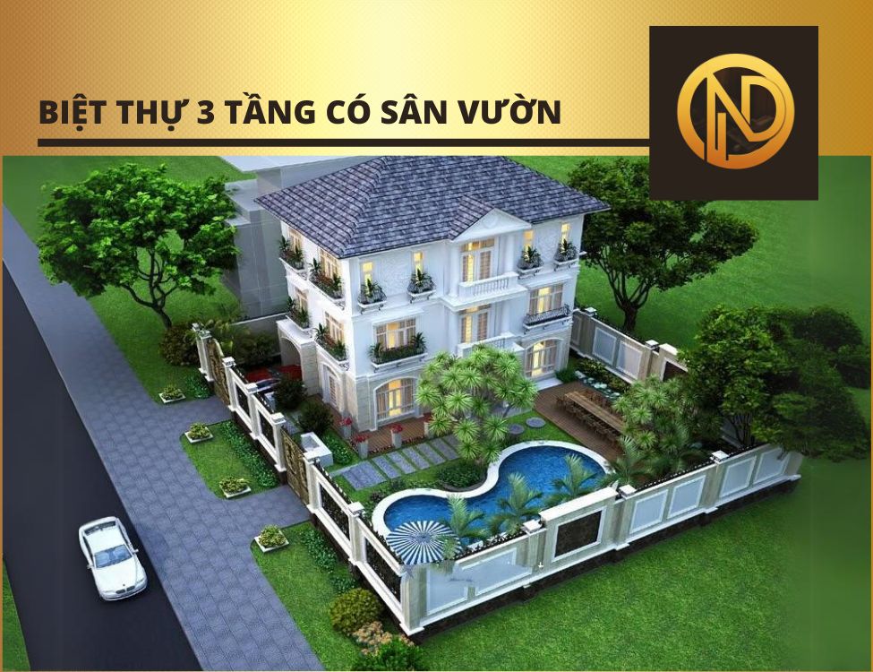 Thiết kế biệt thự 3 tầng sân vườn