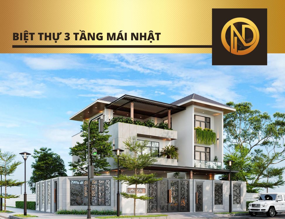 Thiết kế biệt thự 3 tầng mái nhật