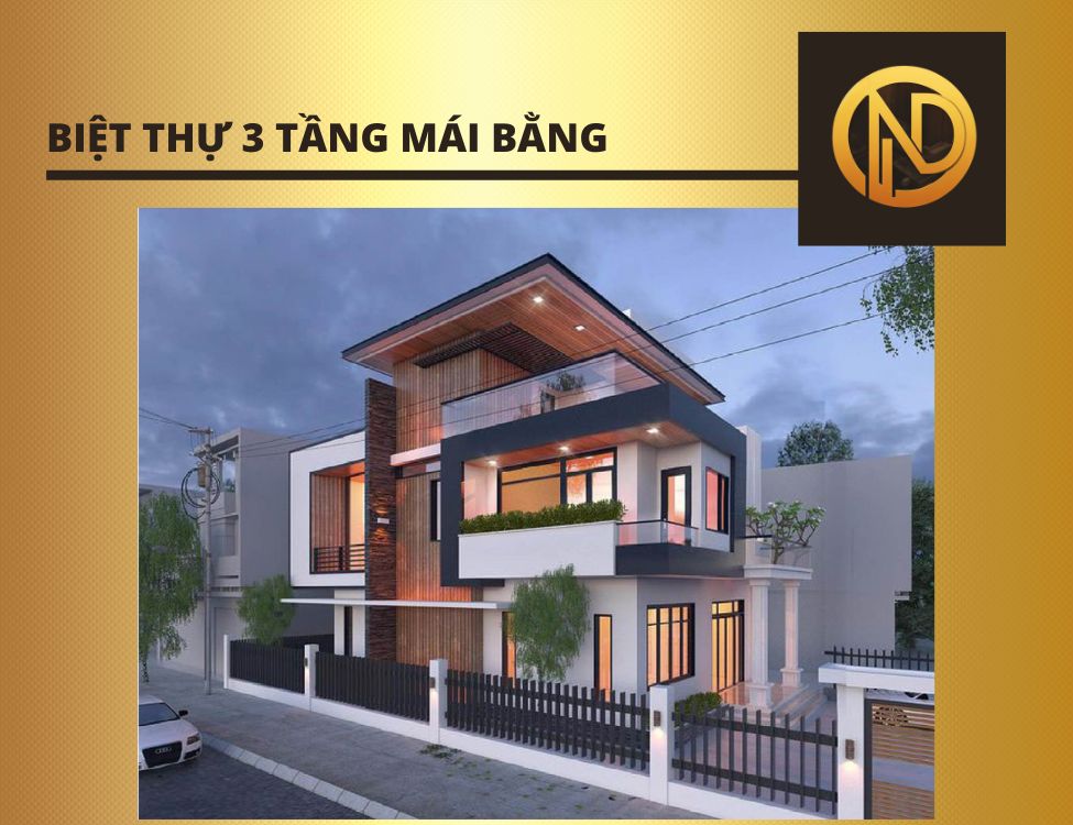 Thiết kế biệt thự 3 tầng mái bằng