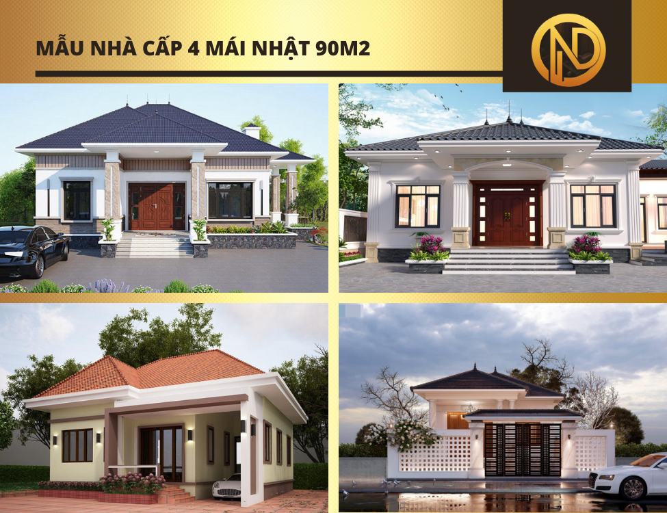 Mẫu nhà cấp 4 mái Nhật 90m2