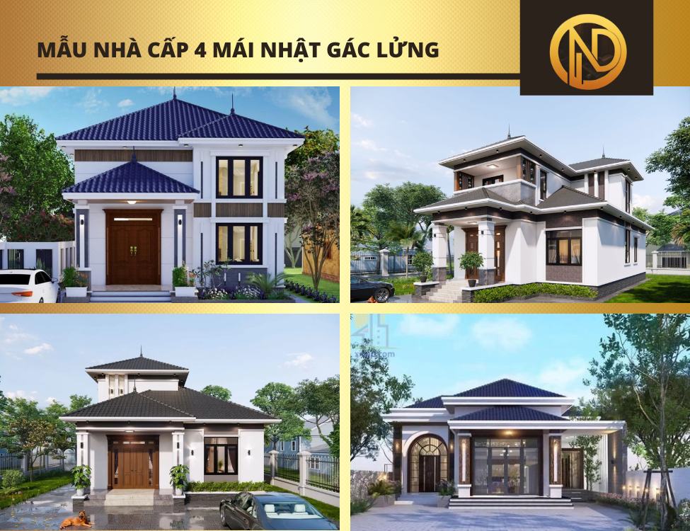 Mẫu nhà cấp 4 mái Nhật có gác lửng