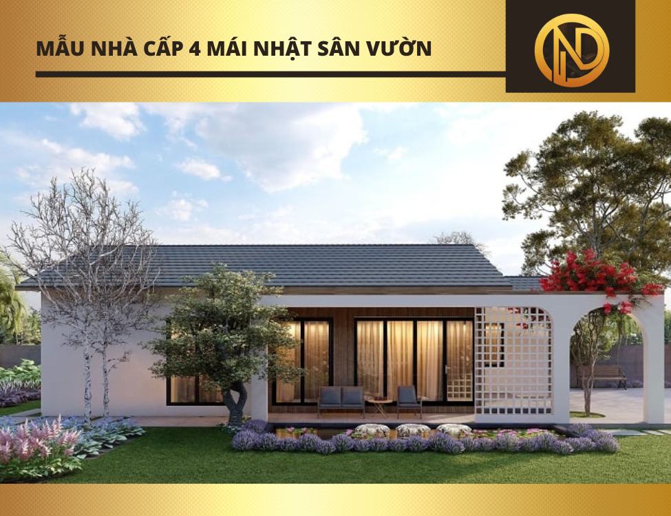 Mẫu nhà cấp 4 mái Nhật hiện đại có sân vườn