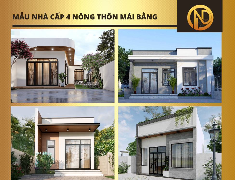 Mẫu nhà cấp 4 nông thôn mái bằng