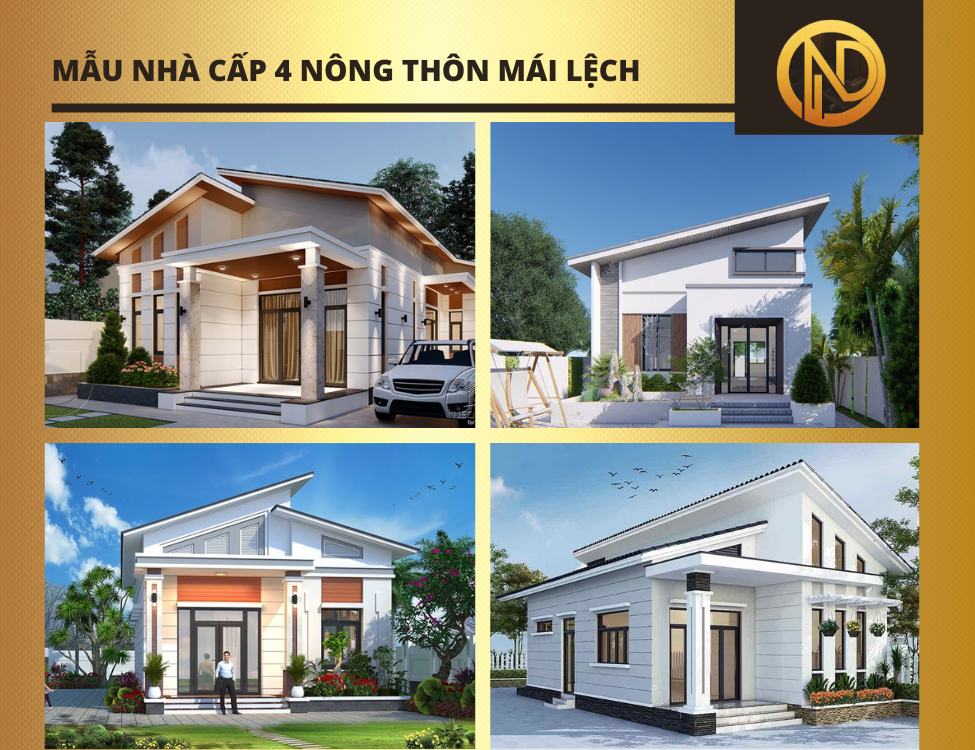 Mẫu nhà cấp 4 nông thôn mái lệch