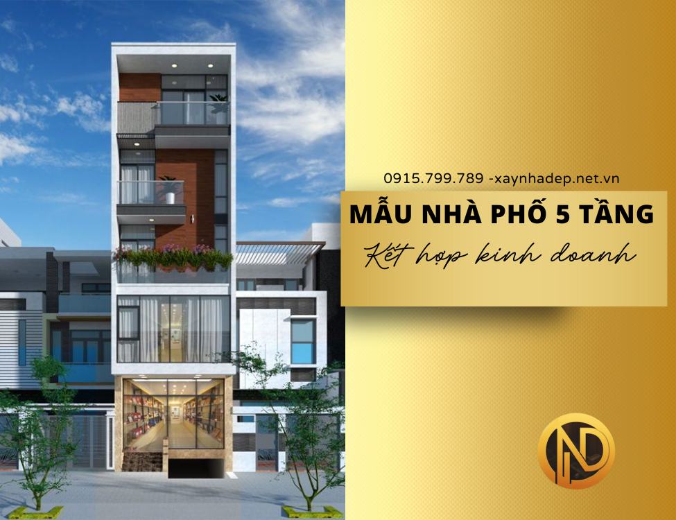 Mẫu nhà ống 5 tầng kết hợp kinh doanh