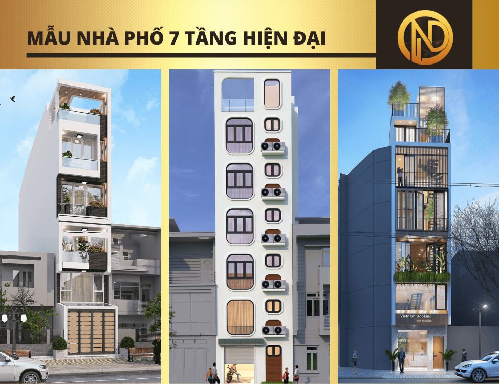 Mẫu nhà phố 7 tầng kiểu dáng hiện đại sang trọng