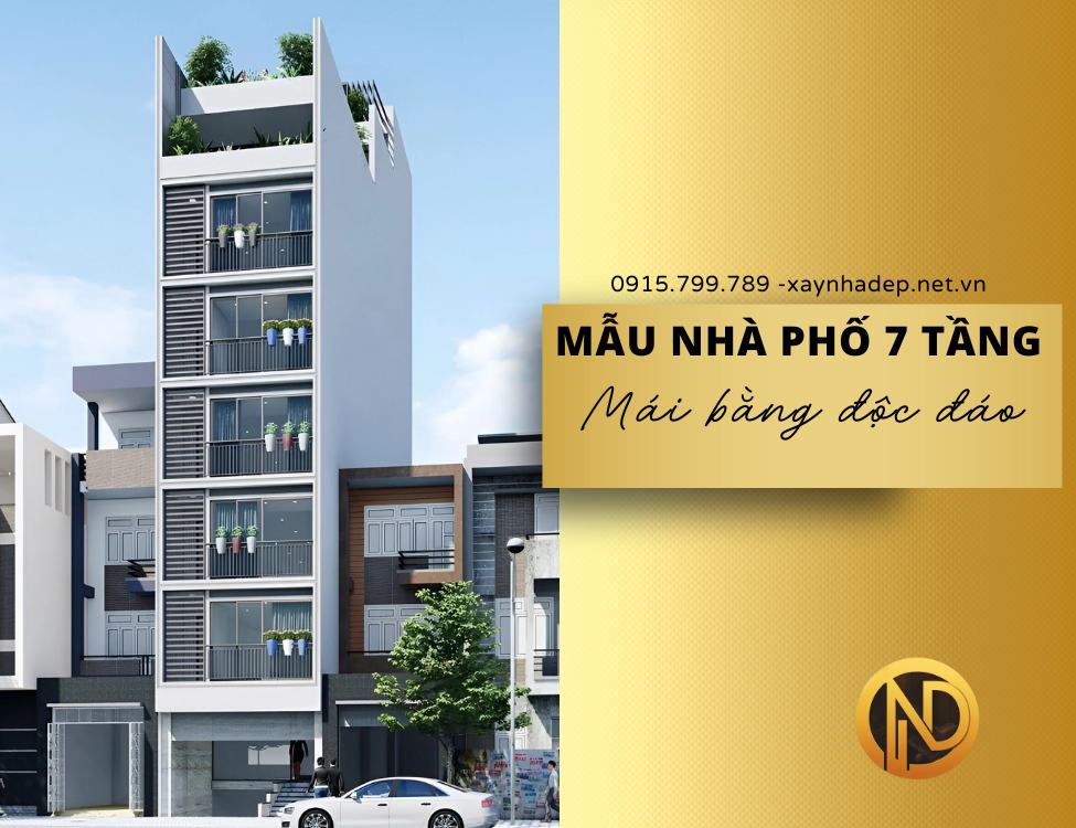 Mẫu nhà phố mái bằng 7 tầng độc đáo