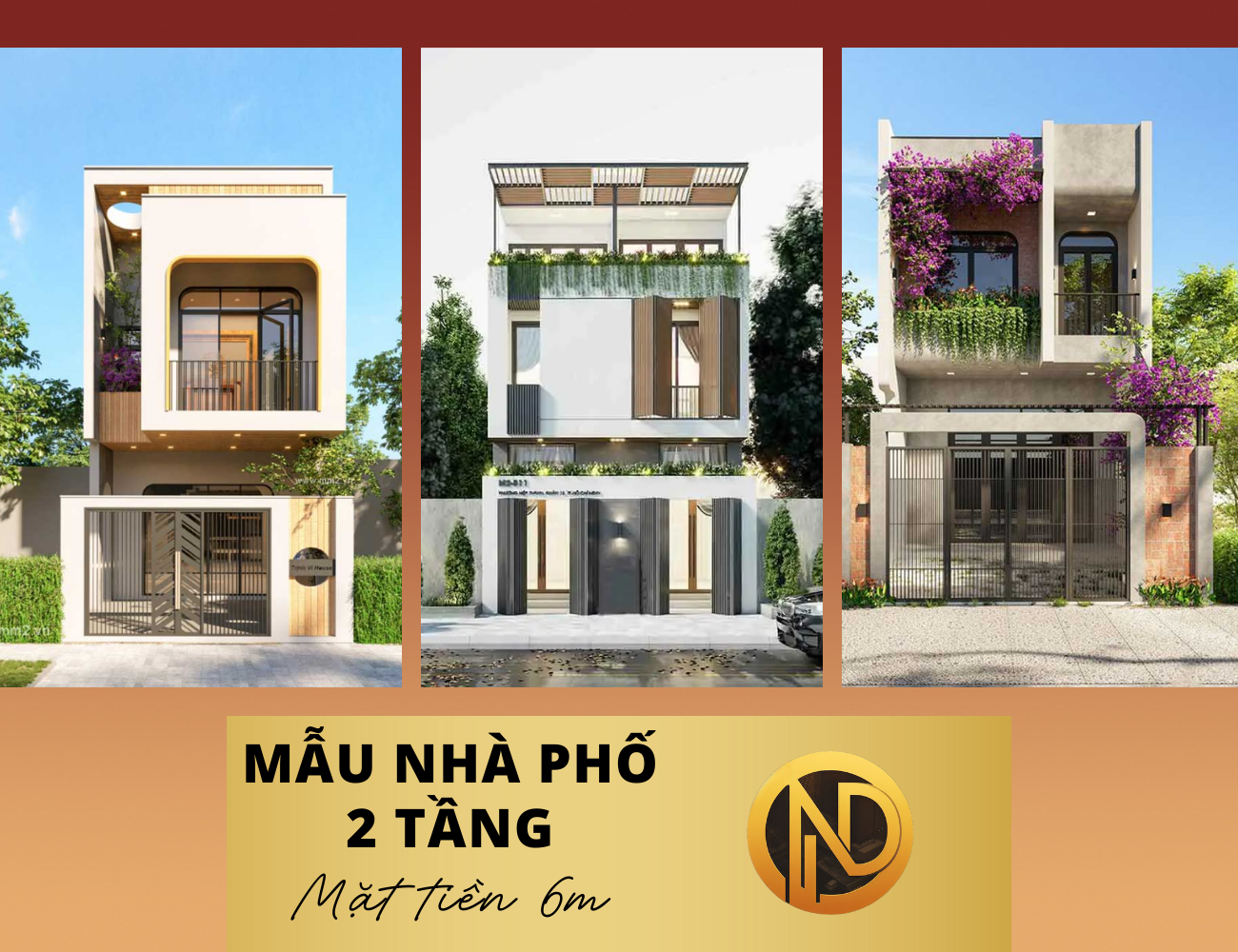 Mẫu nhà ống 2 tầng mặt tiền 6m