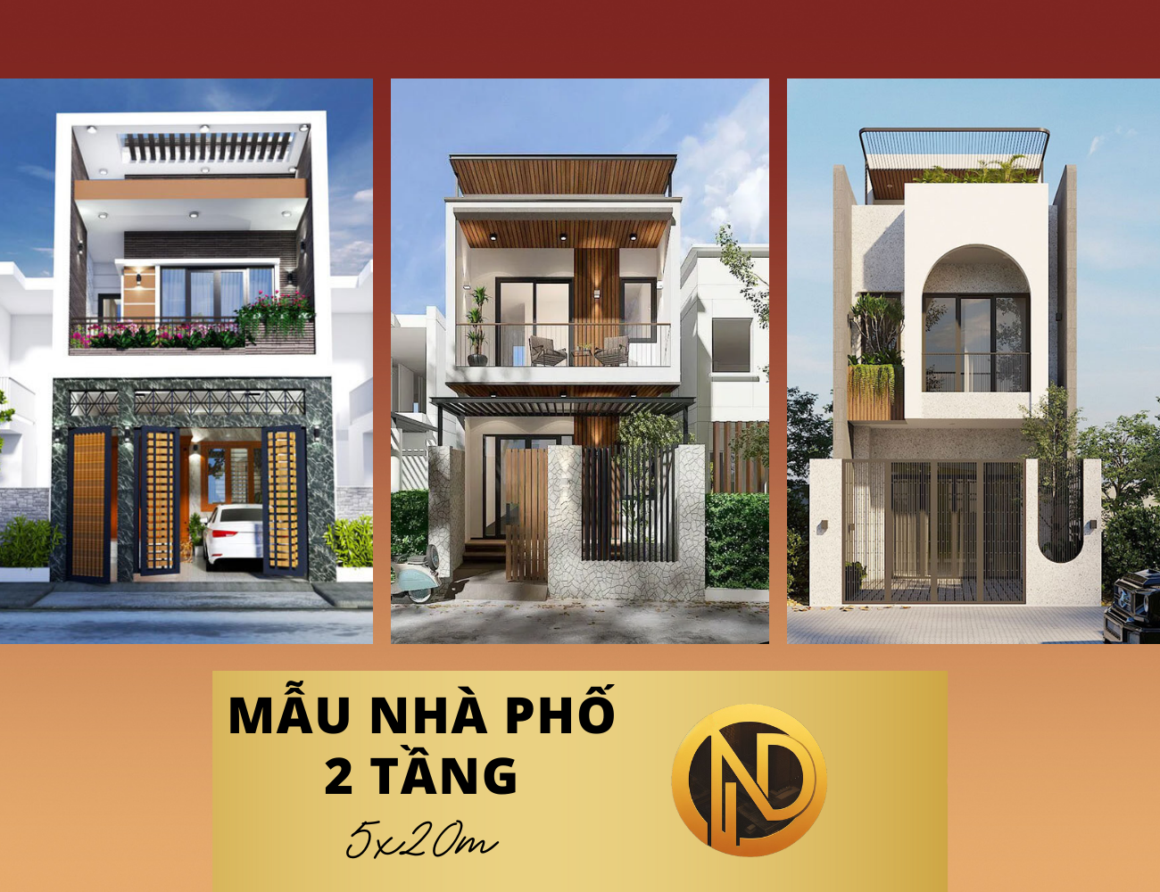 Mẫu thiết kế nhà phố 2 tầng 5x20m