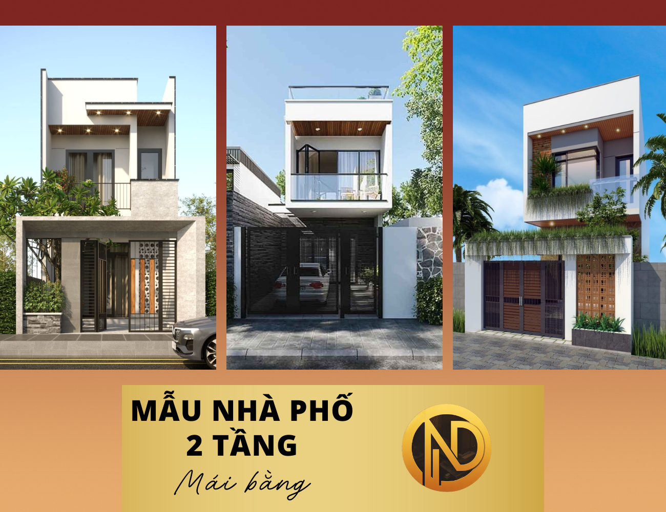 Mẫu nhà phố 2 tầng mái bằng