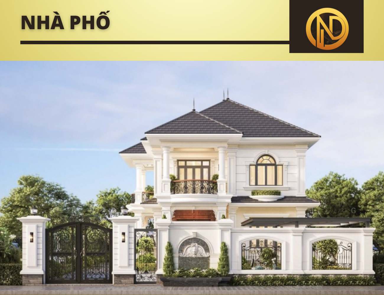 Nhà phố tân cổ điển mái nhật