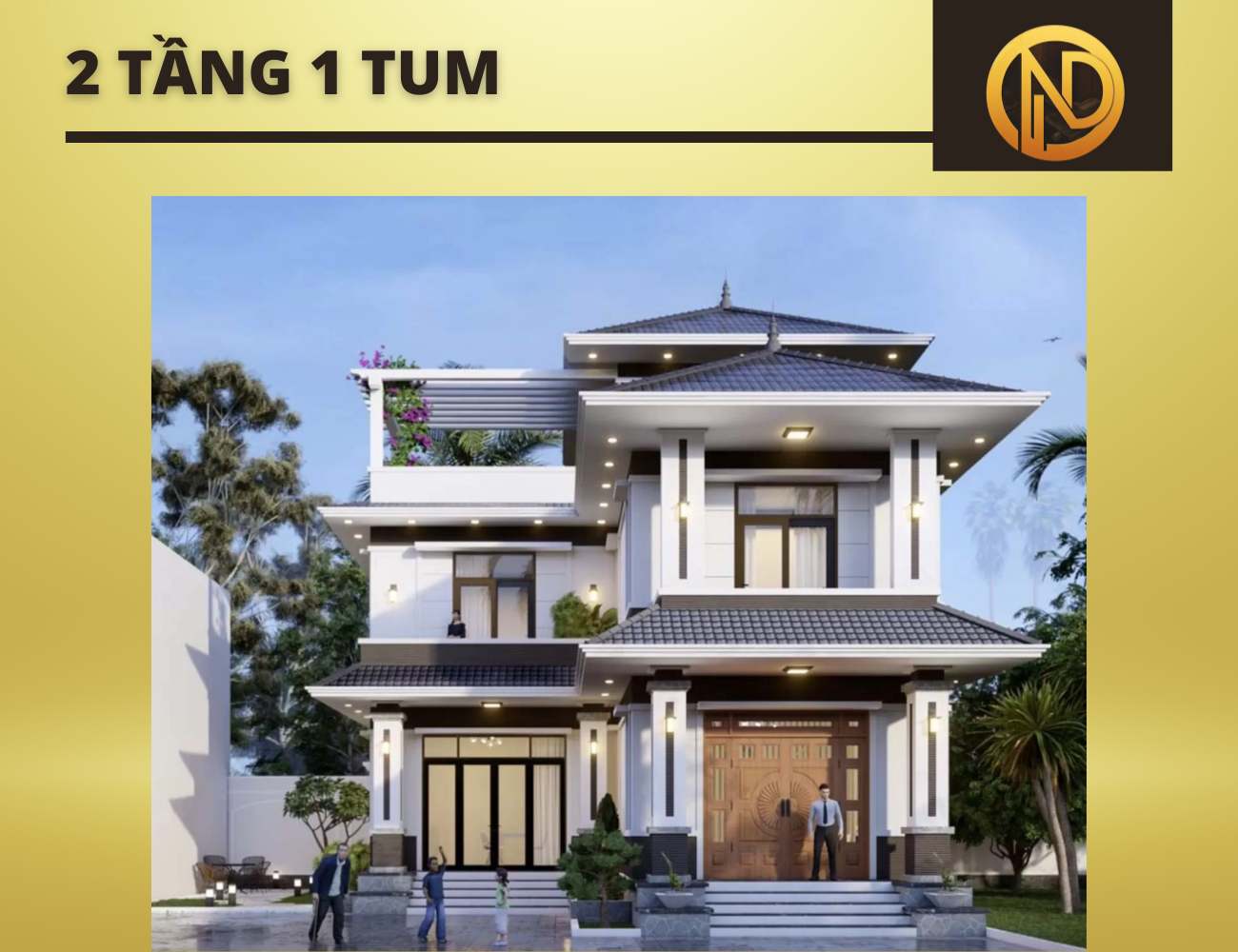 Nhà mái nhật tân cổ điển 2 tầng 1 tum