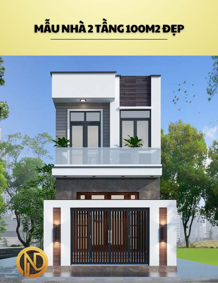 mẫu nhà 2 tầng 100m2