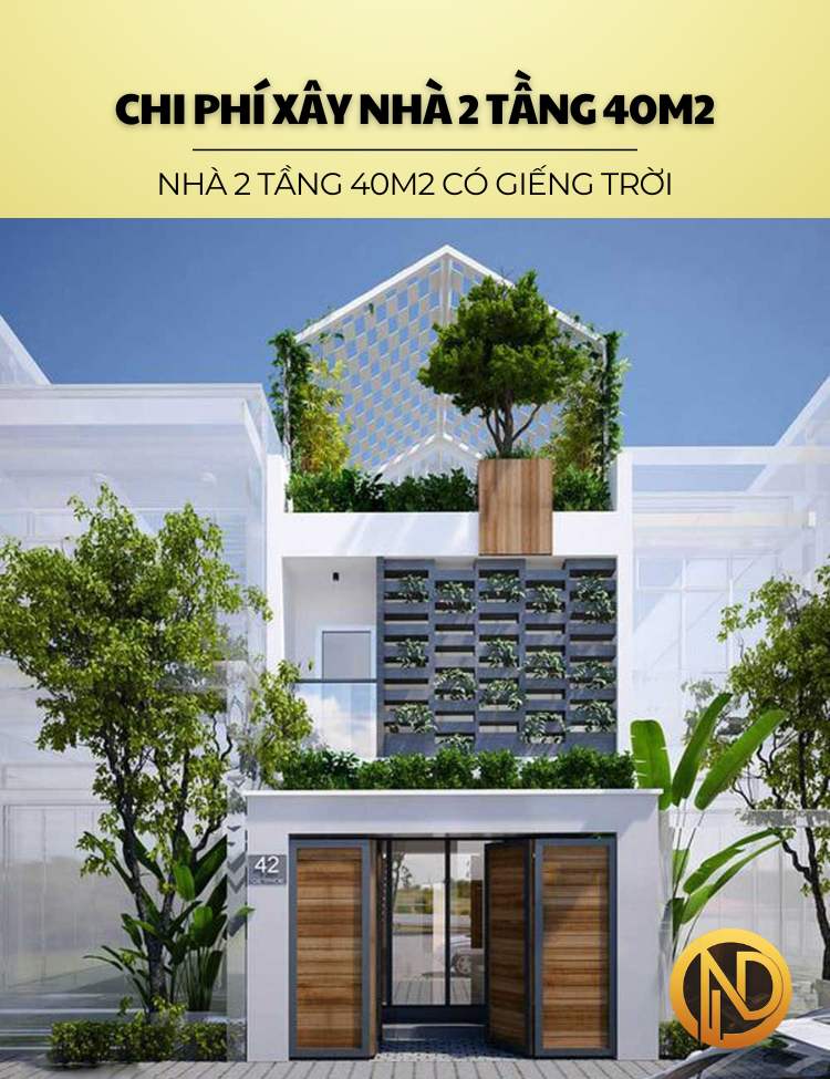 Nhà 2 tầng 40m2 có giếng trời