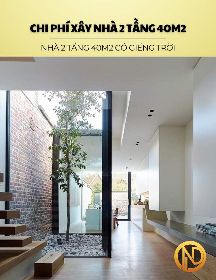 Nhà 2 tầng 40m2 có giếng trời