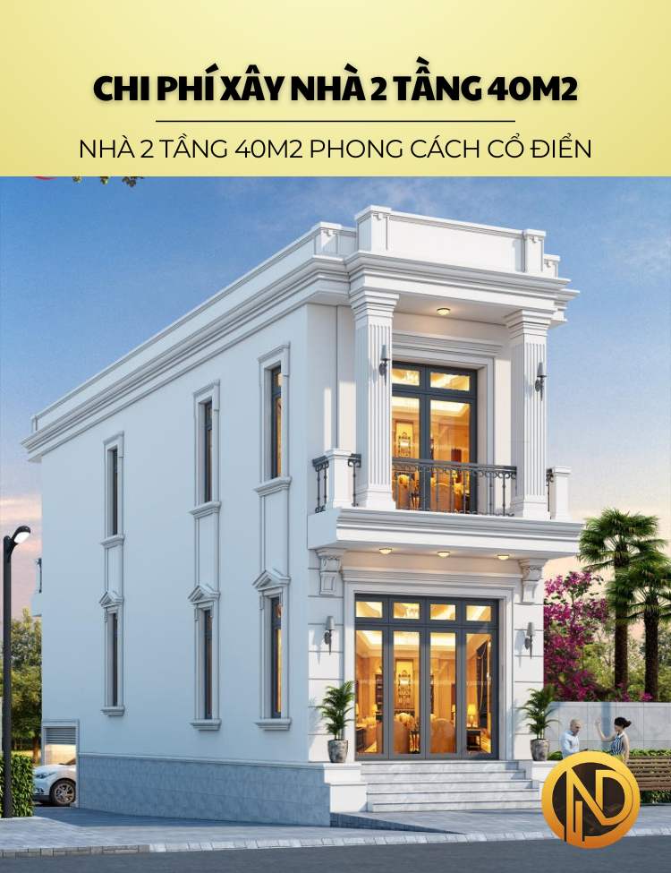 Nhà 2 tầng 40m2 phong cách cổ điển