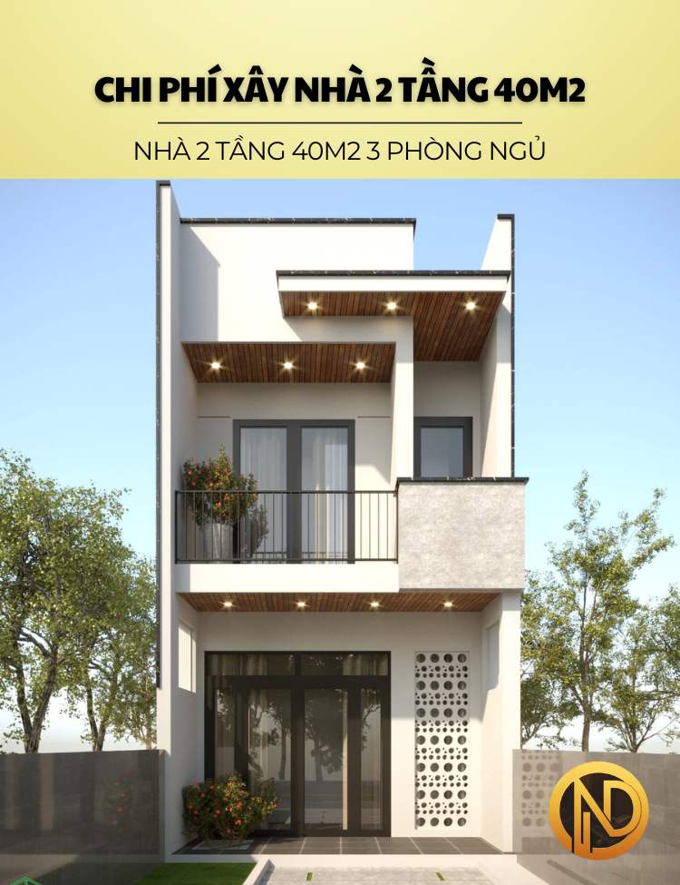 Mẫu thiết kế nhà 2 tầng 40m2 3 phòng ngủ 