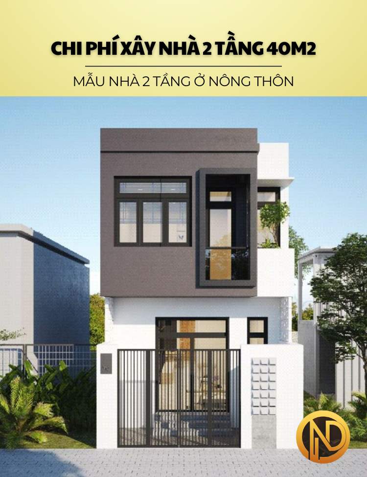 Mẫu nhà 2 tầng 60m2 ở nông thôn