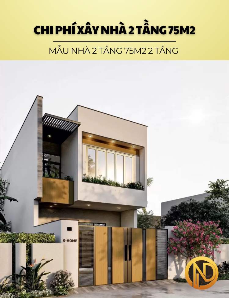 chi phí xây nhà 2 tầng 75m2