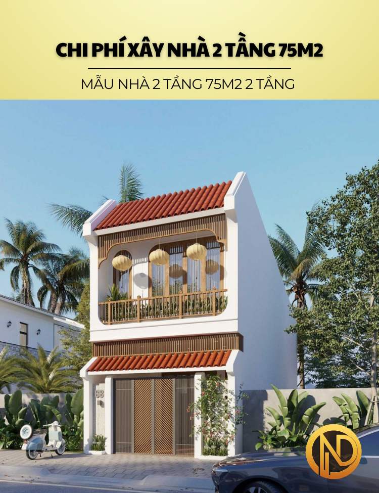 chi phí xây nhà 2 tầng 75m2