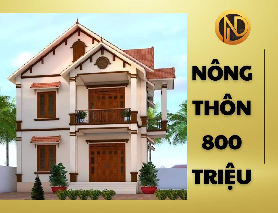 Mẫu nhà vuông 2 tầng mái Thái 80m2 đẹp ở nông thôn 800 triệu