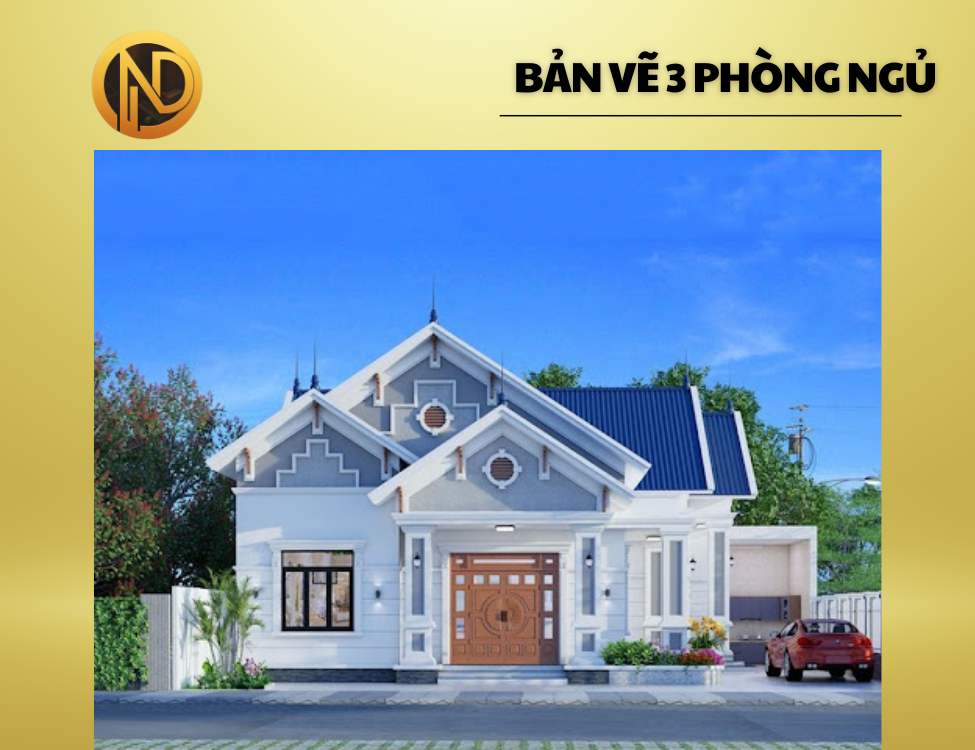 Nhà cấp 4 mái Thái 8x12m 3 phòng ngủ