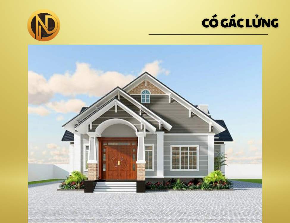 Mẫu nhà cấp 4 mái Thái 8x12m có gác lửng