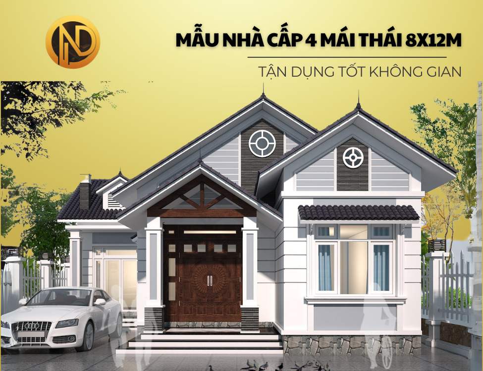 mẫu nhà cấp 4 mái Thái 8x12m