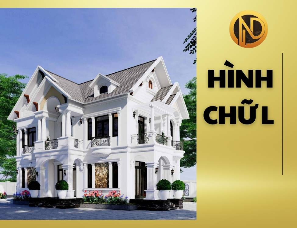 Mẫu nhà 2 tầng mái thái 500 triệu chữ L sang trọng