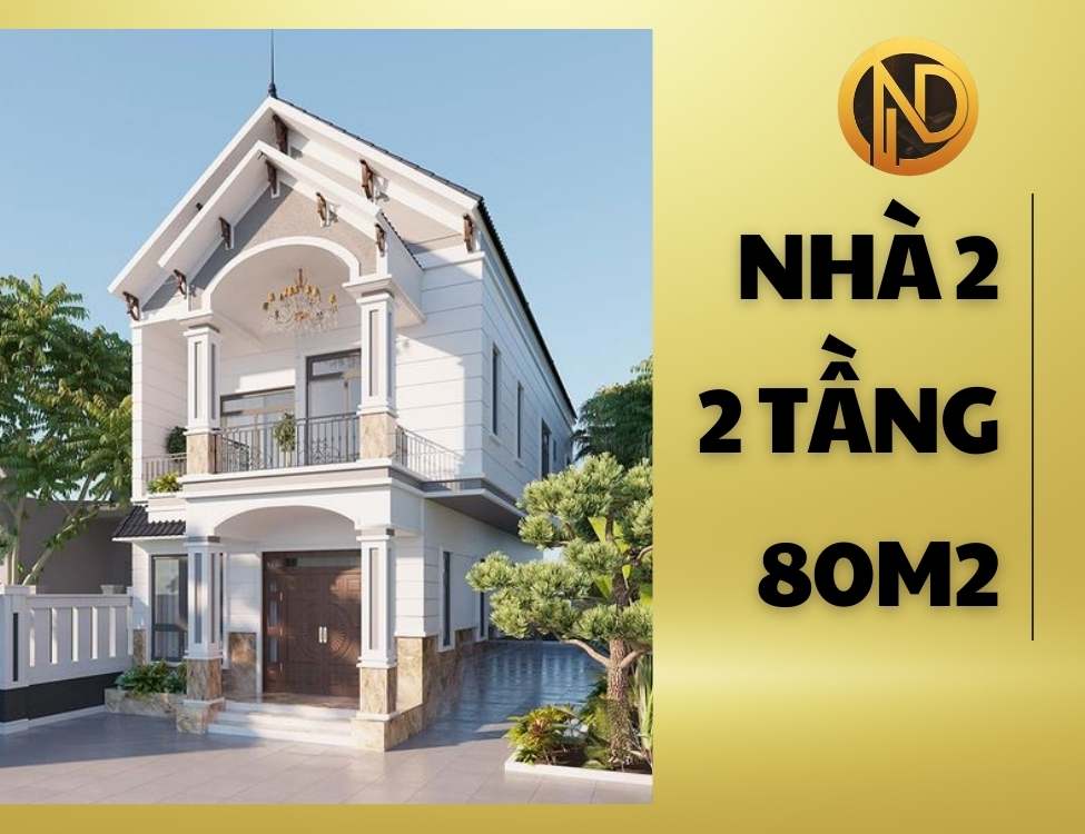 Thiết kế nhà hai tầng mái thái 80m2