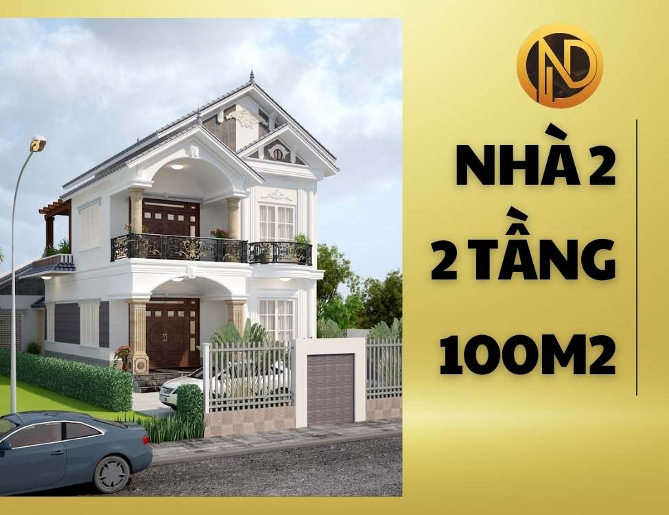 Thiết kế nhà mái thái hai tầng 100m2