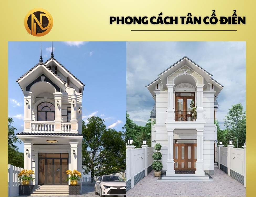 Nhà 2 tầng mái thái 500 triệu tân cổ điển