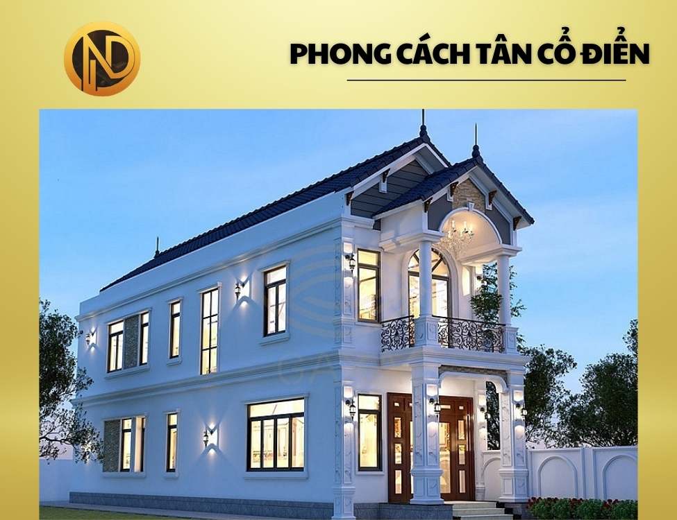 Nhà 2 tầng mái thái 500 triệu tân cổ điển