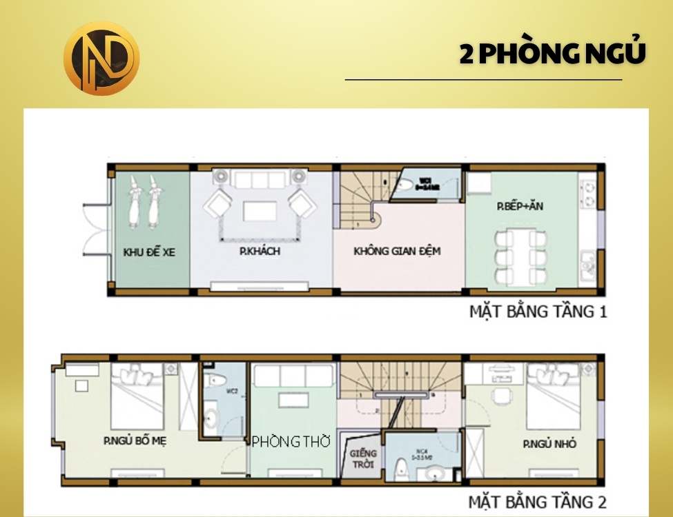 Nhà 2 tầng mái thái 500 triệu 2 phòng ngủ