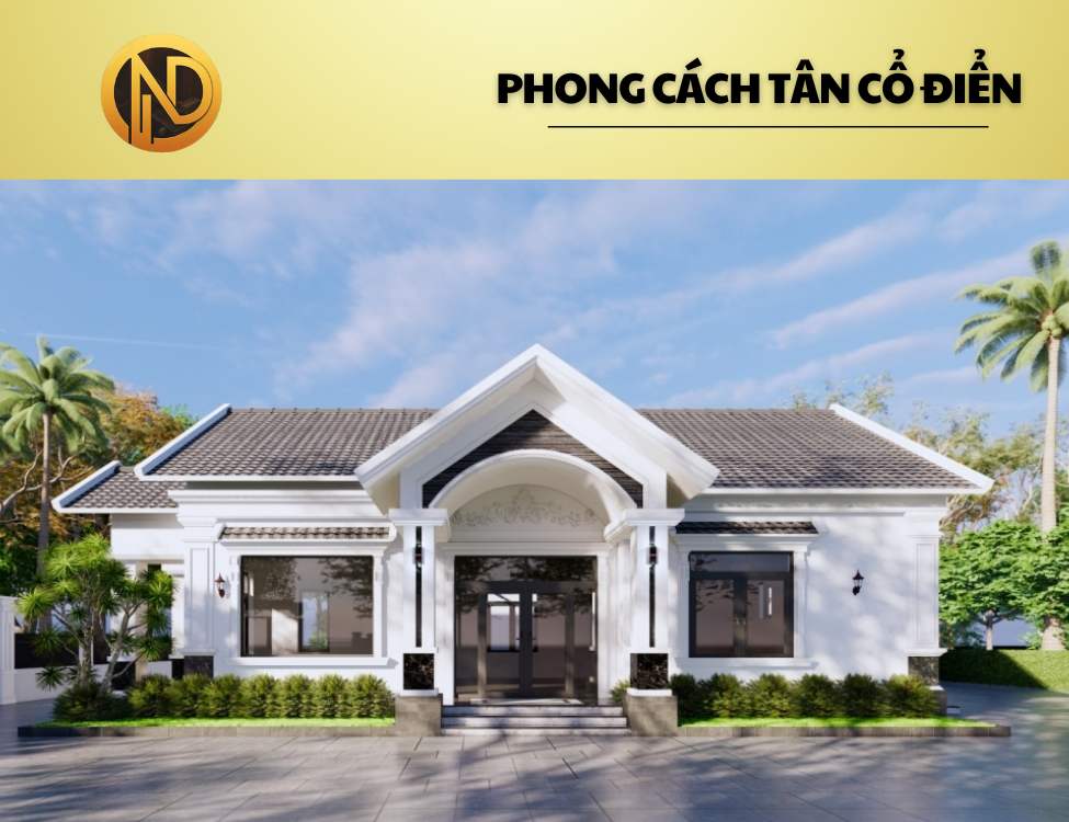 Mẫu nhà cấp 4 mái Thái 100m2 phong cách tân cổ điển