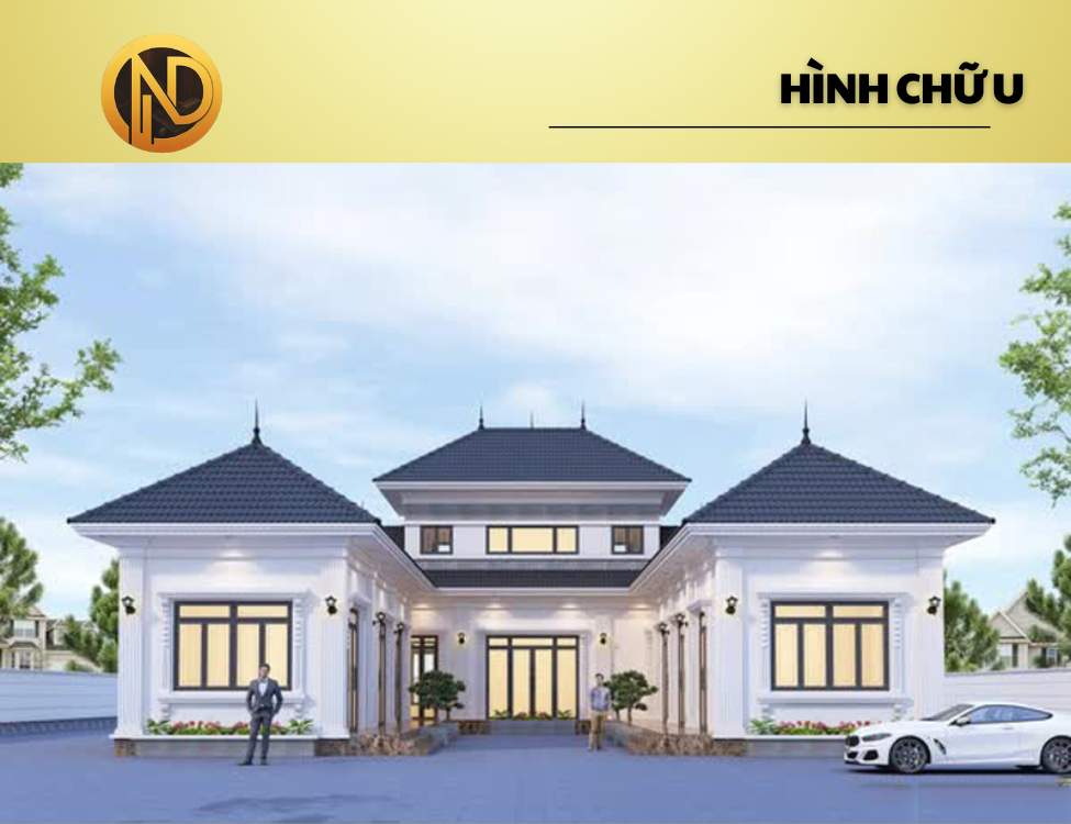 Mẫu nhà cấp 4 10x20 mái Thái hình chữ U