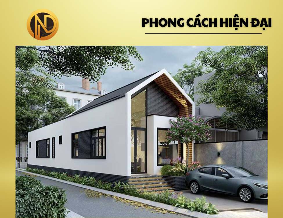 Mẫu nhà cấp 4 mái thái 5×20 phong cách hiện đại