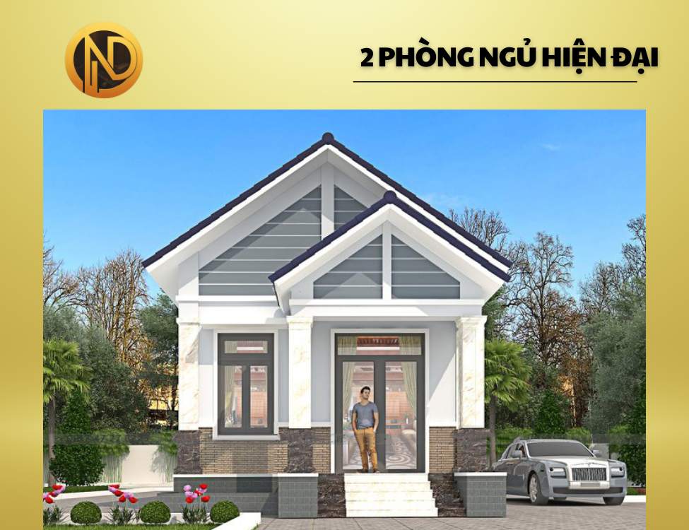 Mẫu nhà cấp 4 mái thái 6x18 2 phòng ngủ hiện đại