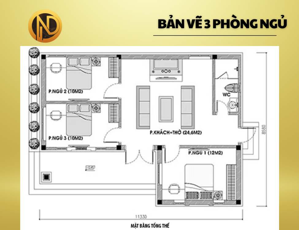 Nhà cấp 4 mái Thái chữ L 3 phòng ngủ