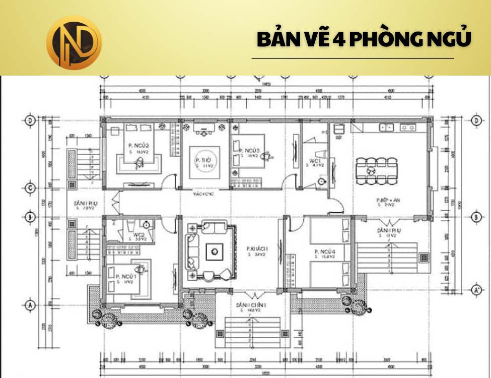 Nhà cấp 4 mái Thái chữ L 4 phòng ngủ