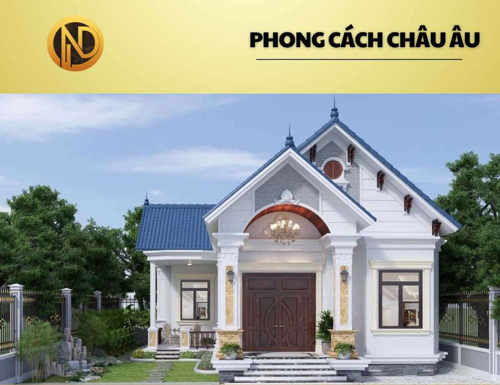 Nhà cấp 4 mái Thái chữ L theo phong cách châu Âu