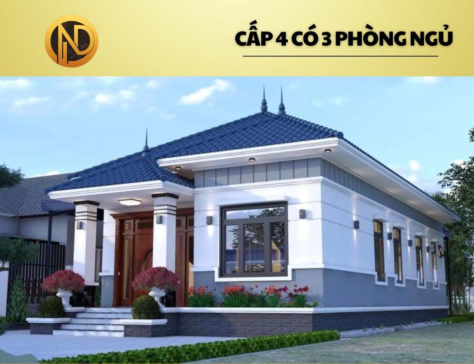 Mẫu nhà cấp 4 7x15 3 phòng ngủ mái nhật