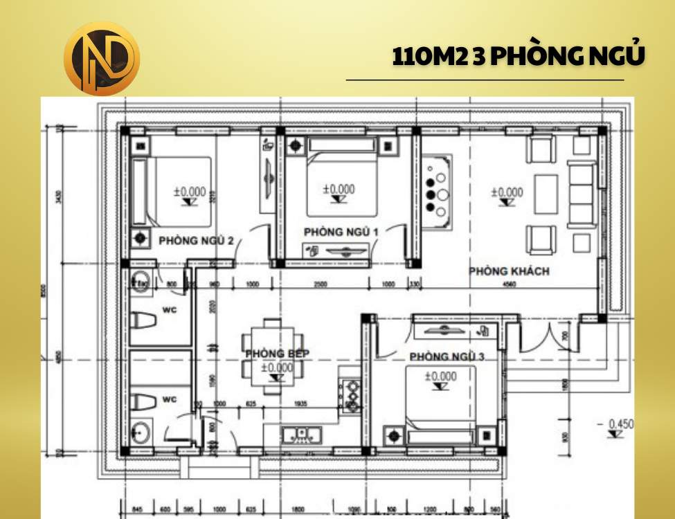 110m2 3 phòng ngủ