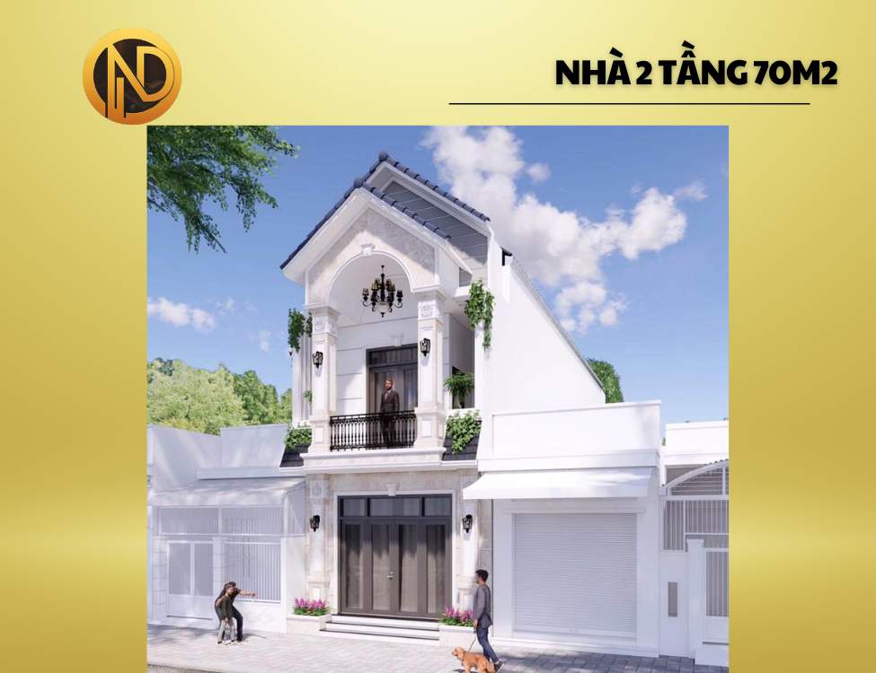 Nhà mái thái 800 triệu 2 tầng 70m2 ở nông thôn