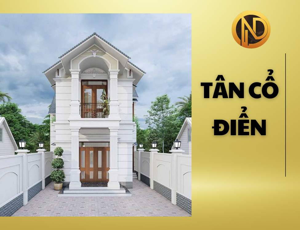 Mẫu nhà ống 2 tầng 5x20m mái thái tân cổ điển