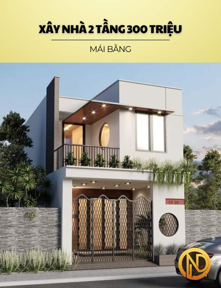 Xây nhà 2 tầng 300 triệu ở nông thôn mái bằng