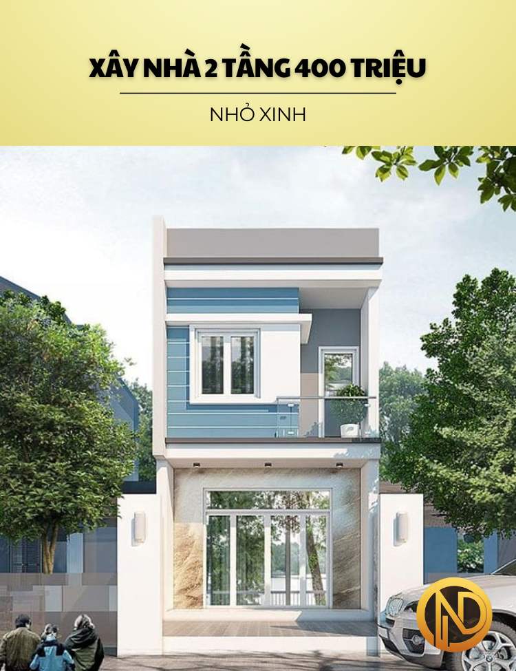 Mẫu nhà ống 2 tầng 400 triệu nhỏ xinh